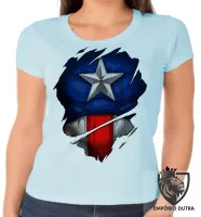 Baby look blusa feminina Capitão america marvel disfarce - Foto 2