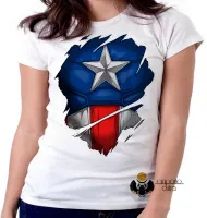 Baby look blusa feminina Capitão america marvel disfarce - Foto 5