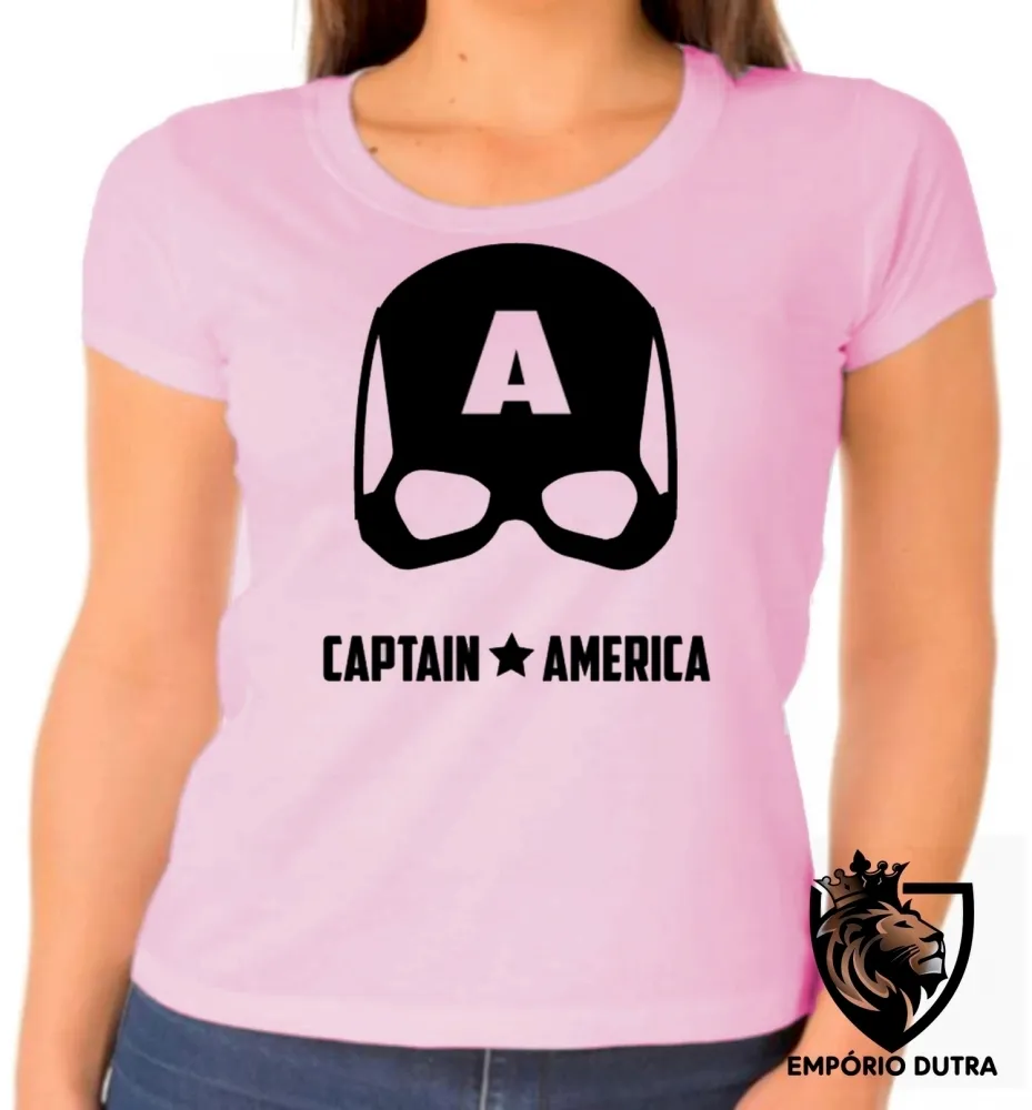 Baby look blusa feminina capitão américa máscara black Imagem