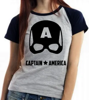 Baby look blusa feminina capitão américa máscara black - Foto 2