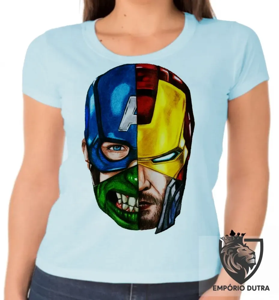 Baby look blusa feminina Capitão América super heroi marvel Imagem