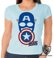 Baby look blusa feminina Capitão América máscara escudo - Foto 2