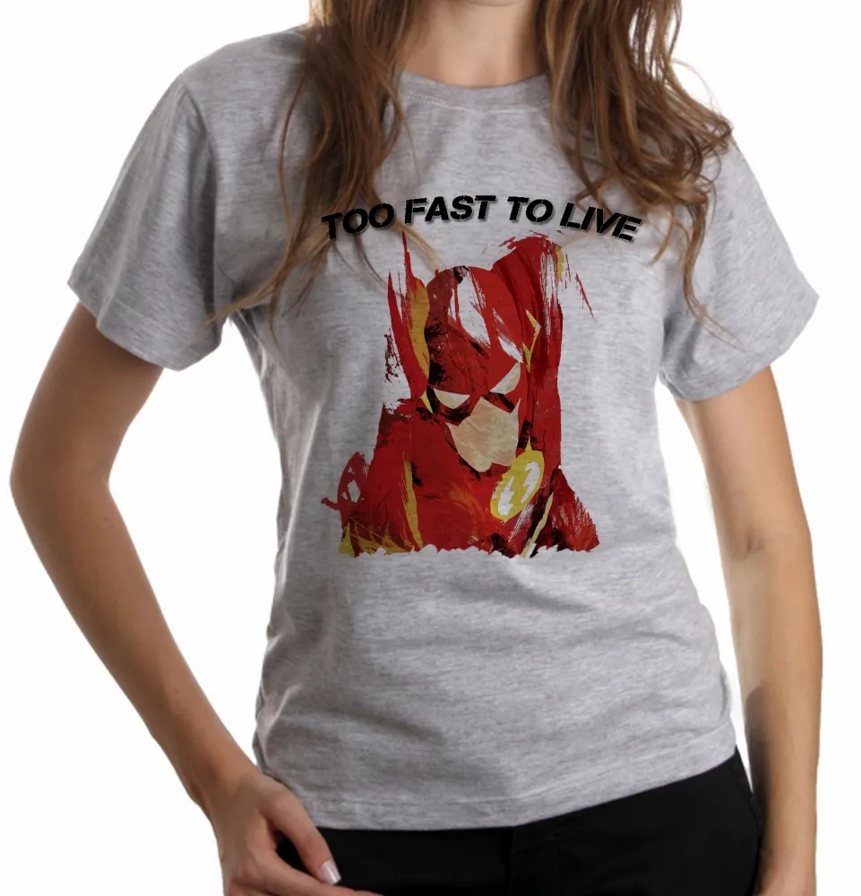 Baby look blusa feminina Flash liga justiça fast to live heroi Imagem