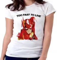 Baby look blusa feminina Flash liga justiça fast to live heroi - Foto 3