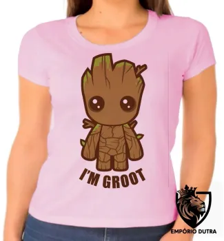 Baby look blusa feminina Groot Bebê guardiões galaxia marvel