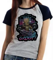 Baby look blusa feminina Groot lets musica dj marvel - Foto 4