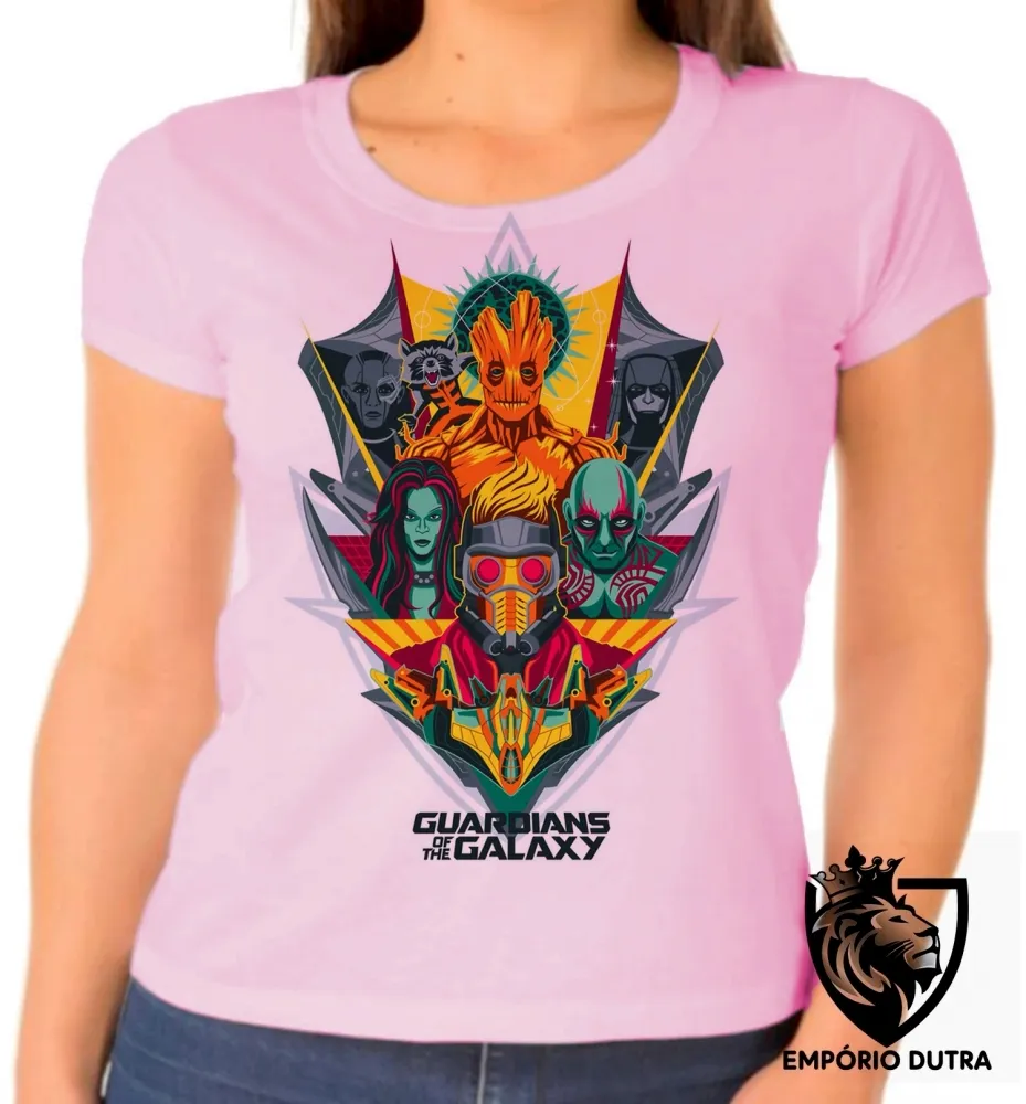 Baby look blusa feminina Guardiões da Galáxia colorido Imagem
