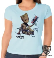 Baby look blusa feminina Guardiões da Galáxia Groot fita - Foto 2