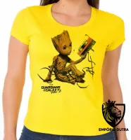 Baby look blusa feminina Guardiões da Galáxia Groot fita - Foto 3