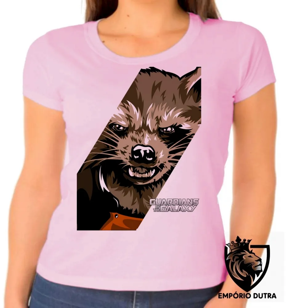Baby look blusa feminina Guardiões da Galáxia Rocket Imagem