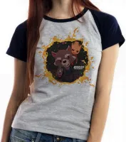 Baby look blusa feminina Guardiões da Galáxia Rocket Groot - Foto 4