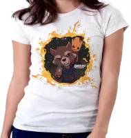 Baby look blusa feminina Guardiões da Galáxia Rocket Groot - Foto 5