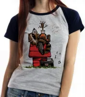 Baby look blusa feminina Guardiões da Galáxia Rocket Groot Snoopy - Foto 4