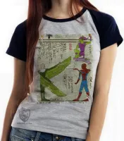 Baby look blusa feminina hieróglifos homem aranha - Foto 4