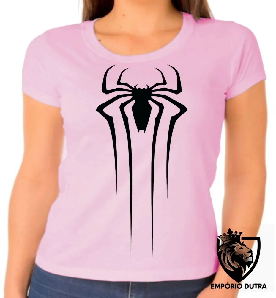 Baby look blusa feminina Homem Aranha negro preta marvel