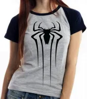 Baby look blusa feminina Homem Aranha negro preta marvel - Foto 4