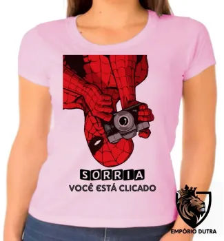 Baby look blusa feminina Homem aranha sorria foto marvel fotografia