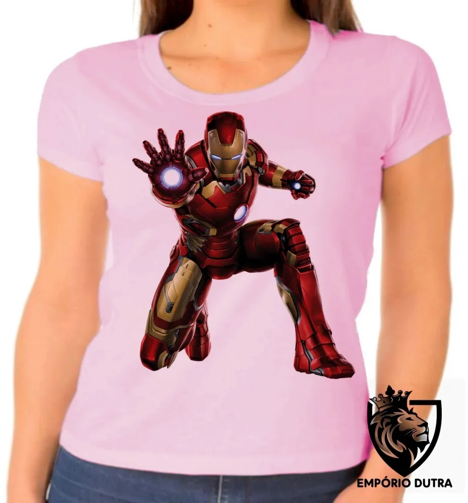 Baby look blusa feminina homem de ferro iron man marvel Imagem