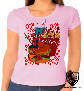 Baby look blusa feminina Homem ferro aranha deadpool