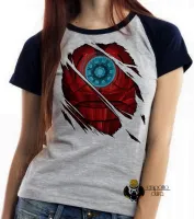 Baby look blusa feminina Homem ferro reator armadura marvel - Foto 4