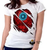 Baby look blusa feminina Homem ferro reator armadura marvel - Foto 5
