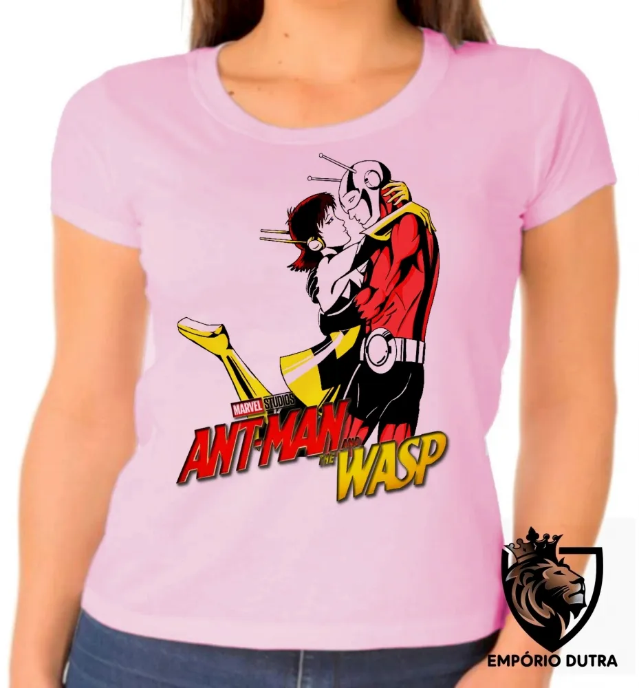 Baby look blusa feminina Homem Formiga e Vespa abraço Imagem