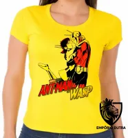 Baby look blusa feminina Homem Formiga e Vespa abraço - Foto 3