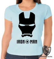 Baby look blusa feminina Iroman máscara marvel homem ferro black - Foto 2