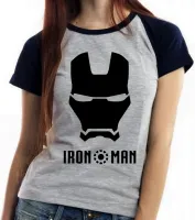 Baby look blusa feminina Iroman máscara marvel homem ferro black - Foto 4