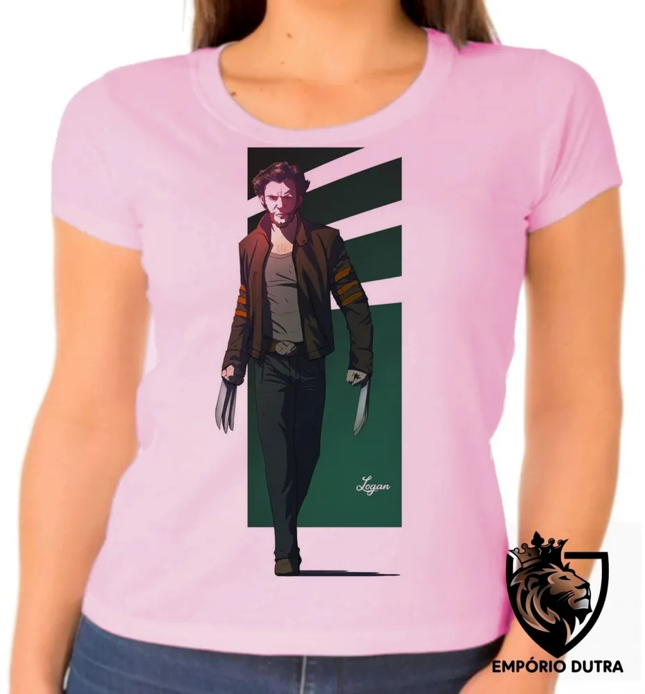 Baby look blusa feminina Logan Wolverine desenho Imagem