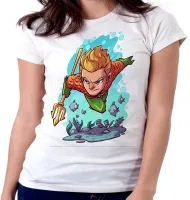 Baby look blusa feminina AQUAMEN liga justiça super herói - Foto 3