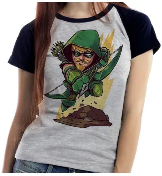 Baby look blusa feminina ARQUEIRO VERDE super heroi - Foto 2