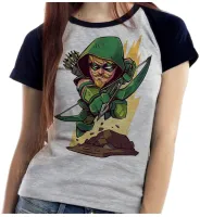 Baby look blusa feminina ARQUEIRO VERDE super heroi - Foto 2