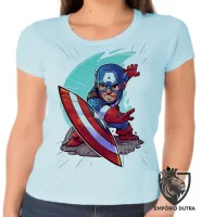 Baby look blusa feminina capitão america geek avengers - Foto 2