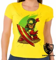 Baby look blusa feminina capitão america geek avengers - Foto 3