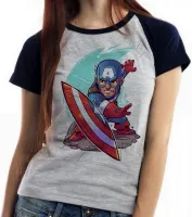 Baby look blusa feminina capitão america geek avengers - Foto 4