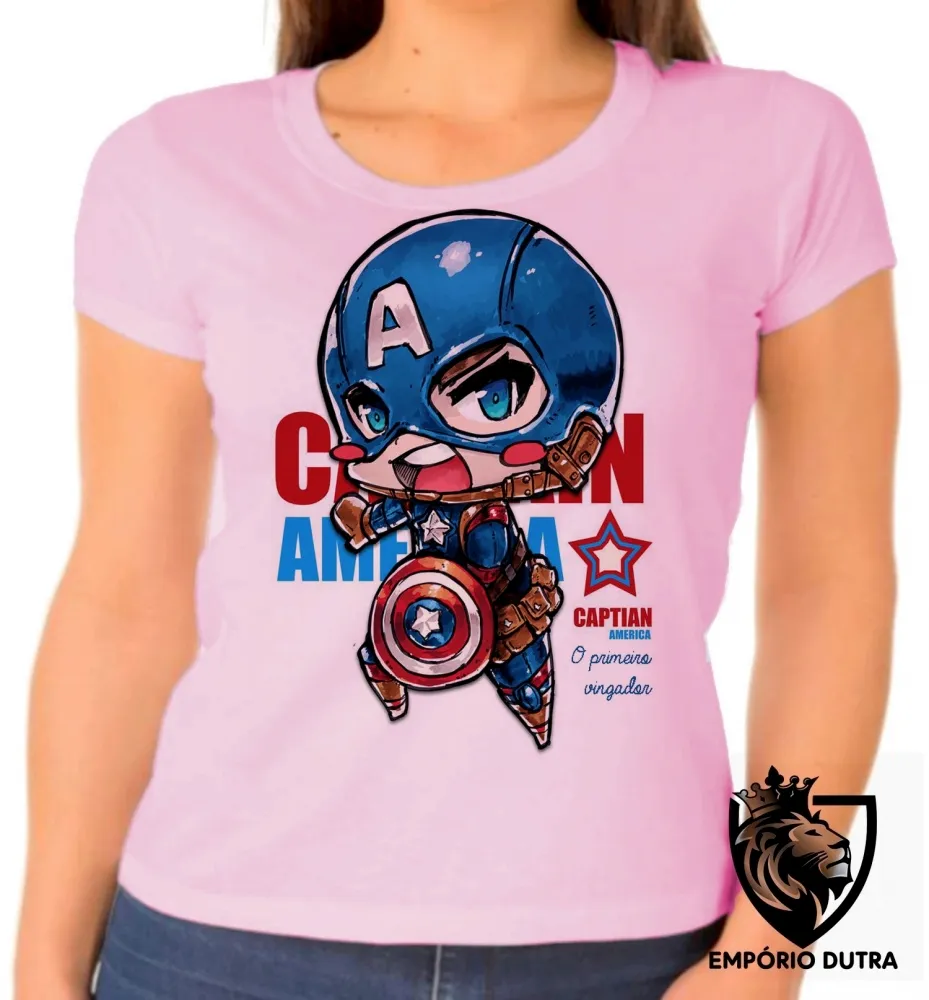 Baby look blusa feminina Capitão América vingadores