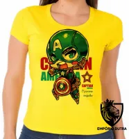 Baby look blusa feminina Capitão América vingadores - Foto 3