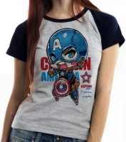 Baby look blusa feminina Capitão América vingadores - Foto 4