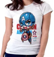 Baby look blusa feminina Capitão América vingadores - Foto 5