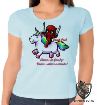 Baby look blusa feminina Dead Pool e unicórnio Ponky - Foto 2