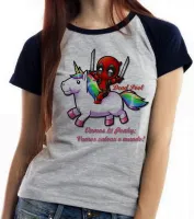 Baby look blusa feminina Dead Pool e unicórnio Ponky - Foto 4
