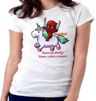 Baby look blusa feminina Dead Pool e unicórnio Ponky - Foto 5
