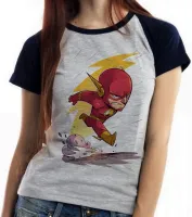 Baby look blusa feminina flash liga justiça super herói - Foto 2