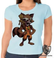 Baby look blusa feminina GROOT ROCKET marvel guardiões - Foto 2