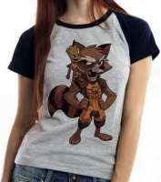 Baby look blusa feminina GROOT ROCKET marvel guardiões - Foto 4