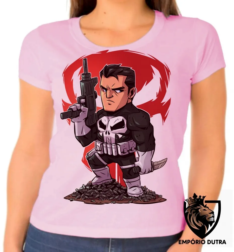 Baby look blusa feminina JUSTICEIRO marvel punisher Imagem