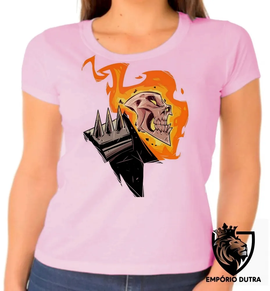 Baby look blusa feminina MOTOQUEIRO FANTASMA fogo Imagem