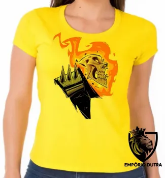 Baby look blusa feminina MOTOQUEIRO FANTASMA fogo - Foto 2