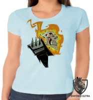 Baby look blusa feminina MOTOQUEIRO FANTASMA fogo - Foto 3